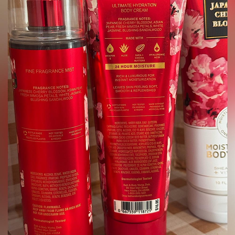 NEW B&BW Japanese Cherry Blossom 4 Piece full size body care set - Picture 2 of 4